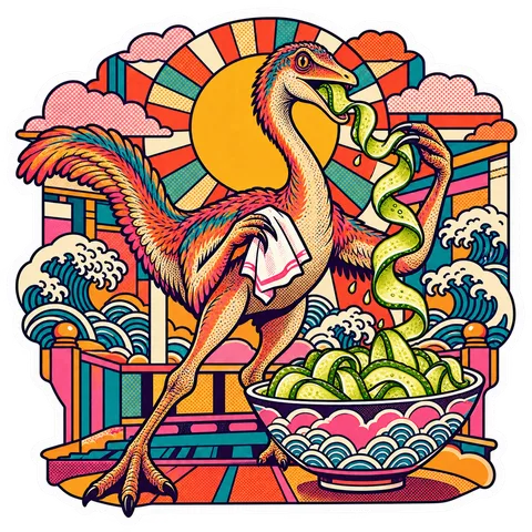 Ornithomimus — Pickle ribbons dinosaur sticker