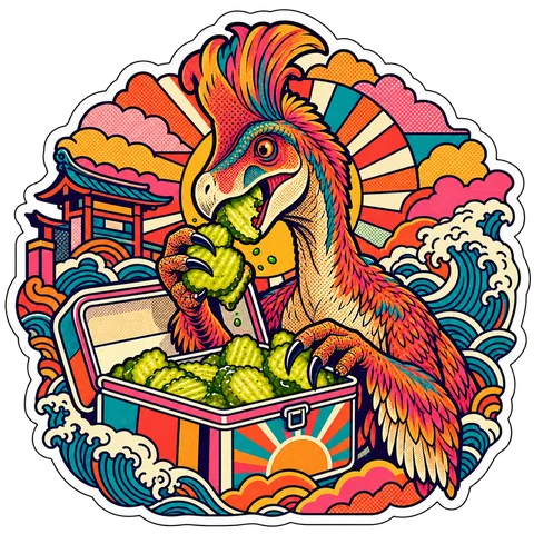 Oviraptor — Pickle chips from lunchbox dinosaur sticker