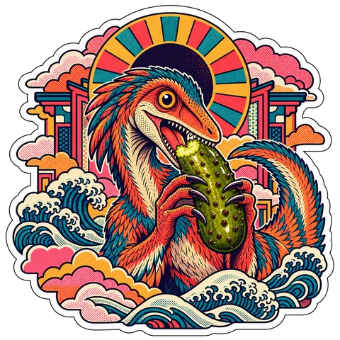 Troodon — Black-pepper dill dinosaur sticker
