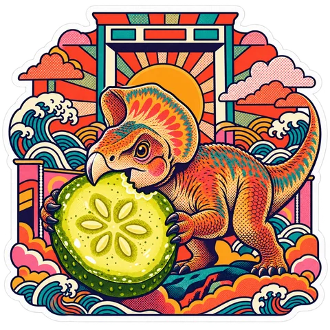 Protoceratops — Single pickle coin dinosaur sticker