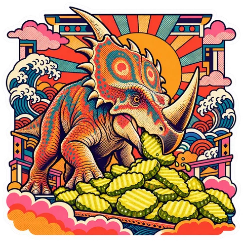 Centrosaurus — Crinkle-cut pickle chips dinosaur sticker