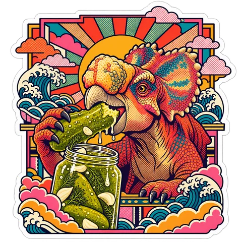 Pachyrhinosaurus — Garlic pickle from jar dinosaur sticker