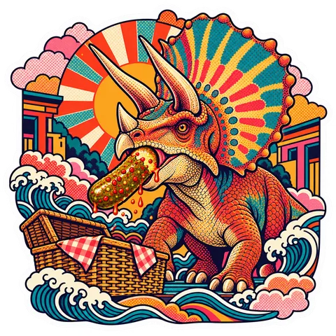 Torosaurus — Spicy red-pepper pickle dinosaur sticker