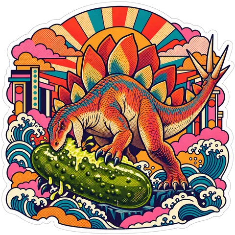 Stegosaurus — Giant dill pickle dinosaur sticker