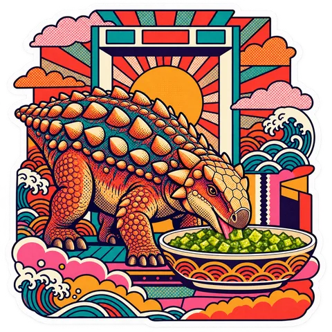 Nodosaurus — Pickle relish in bowl dinosaur sticker