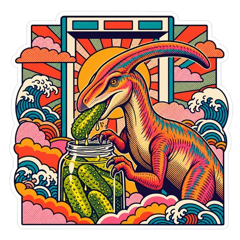 Parasaurolophus — Pickle from jar dinosaur sticker