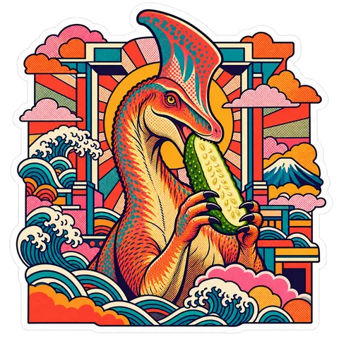 Lambeosaurus — Pickle half dinosaur sticker