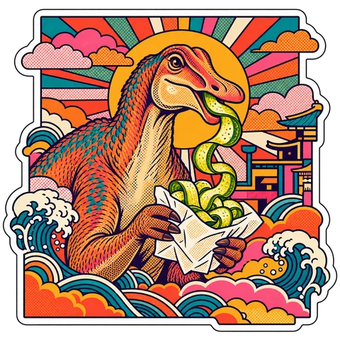 Maiasaura — Pickle ribbon strips dinosaur sticker