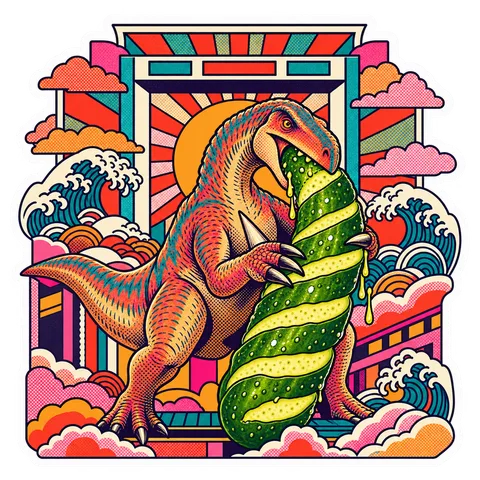 Iguanodon — Enormous spiral pickle dinosaur sticker