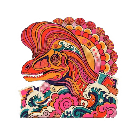 Cryolophosaurus — Scallop sun dinosaur sticker