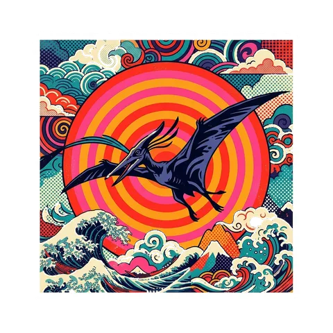 Pteranodon — Concentric sun dinosaur sticker