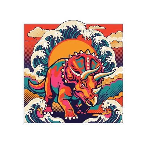 Triceratops — Wave halo sun dinosaur sticker