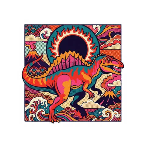 Acrocanthosaurus — Eclipse corona sun dinosaur sticker