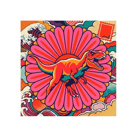 Albertosaurus — Kiku chrysanthemum sun dinosaur sticker
