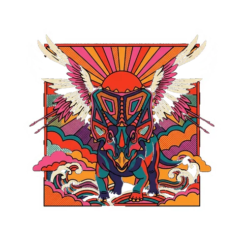 Chasmosaurus — Crane wing sun dinosaur sticker