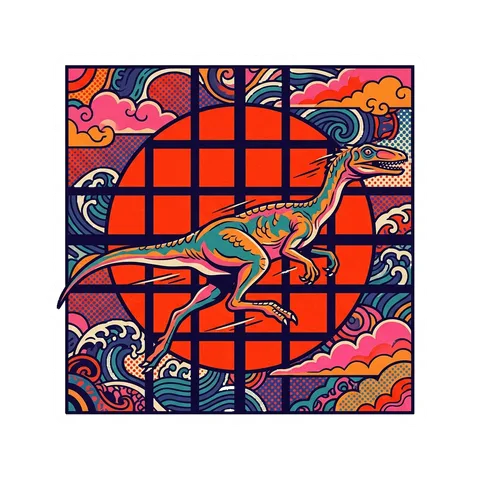 Coelophysis — Shoji grid sun dinosaur sticker