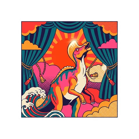 Corythosaurus — Kabuki curtain sun dinosaur sticker