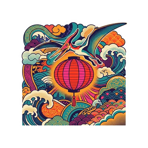 Dsungaripterus — Lantern sun dinosaur sticker