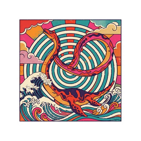Elasmosaurus — Ripple ring sun dinosaur sticker