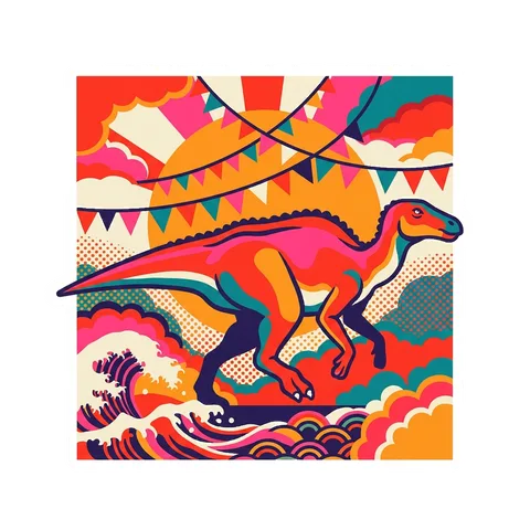 Hadrosaurus — Bunting sun dinosaur sticker