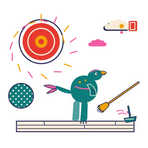Archaeopteryx — Sweeping the porch dinosaur sticker