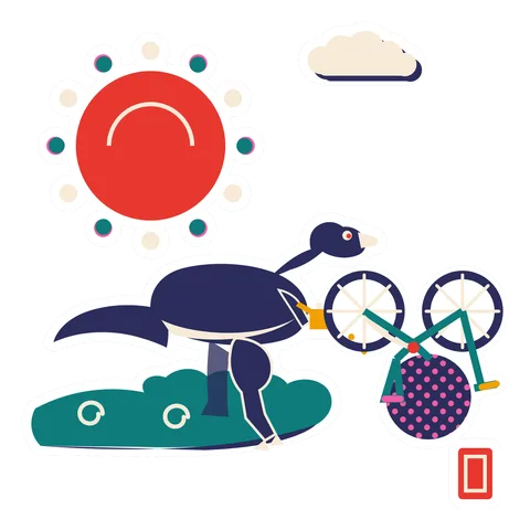 Ornithomimus — Oiling the bike dinosaur sticker