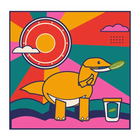 Albertosaurus — Eating a pickle dinosaur sticker