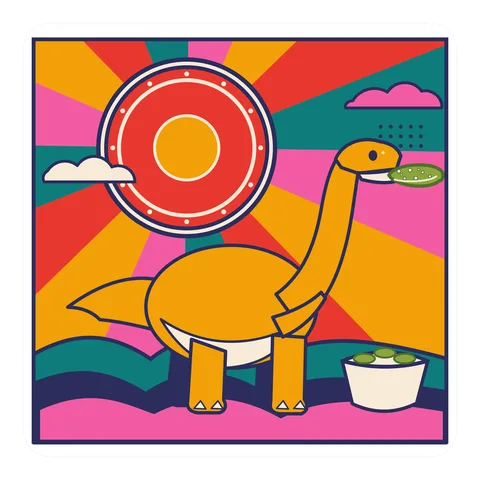 Apatosaurus — Eating a pickle dinosaur sticker