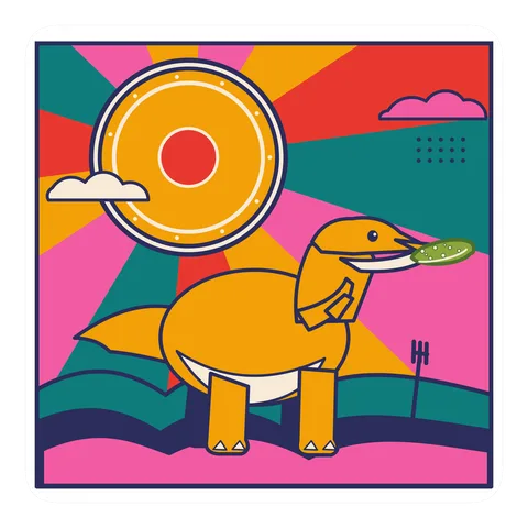Baryonyx — Eating a pickle dinosaur sticker