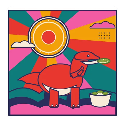 Carcharodontosaurus — Eating a pickle dinosaur sticker