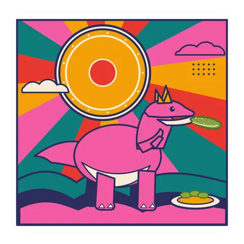 Carnotaurus — Eating a pickle dinosaur sticker