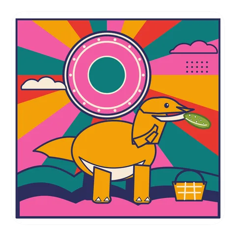 Coelophysis — Eating a pickle dinosaur sticker