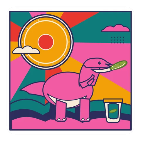 Compsognathus — Eating a pickle dinosaur sticker