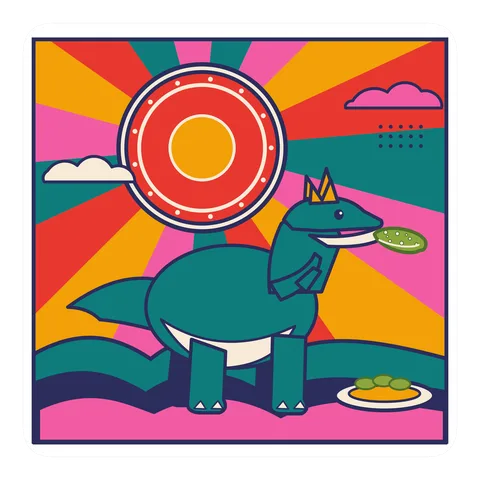 Cryolophosaurus — Eating a pickle dinosaur sticker