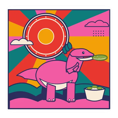 Deinonychus — Eating a pickle dinosaur sticker