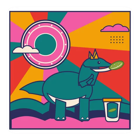 Dilophosaurus — Eating a pickle dinosaur sticker