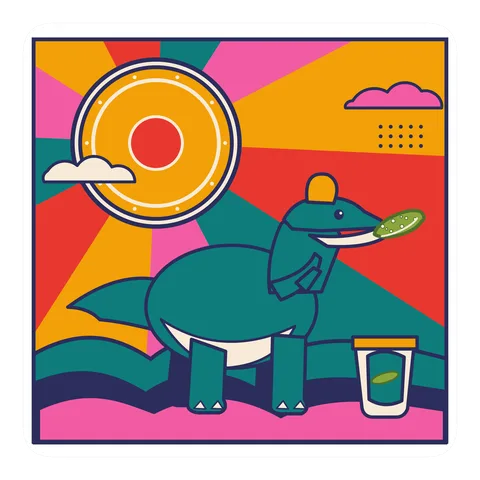 Lambeosaurus — Eating a pickle dinosaur sticker
