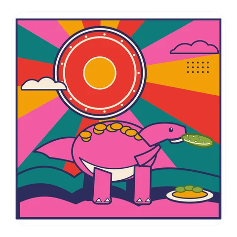 Mamenchisaurus — Eating a pickle dinosaur sticker