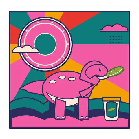 Oviraptor — Eating a pickle dinosaur sticker