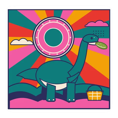 Parasaurolophus — Eating a pickle dinosaur sticker