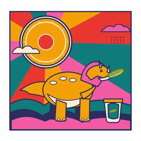 Torosaurus — Eating a pickle dinosaur sticker