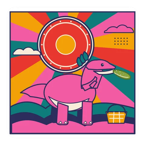 Triceratops — Eating a pickle dinosaur sticker