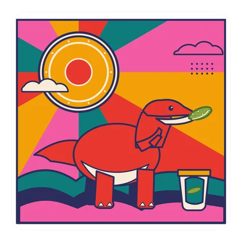 Troodon — Eating a pickle dinosaur sticker