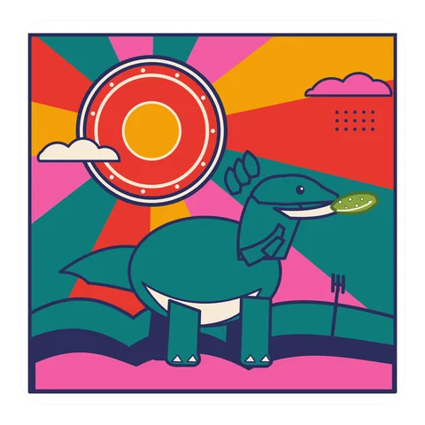 Tyrannosaurus — Eating a pickle dinosaur sticker