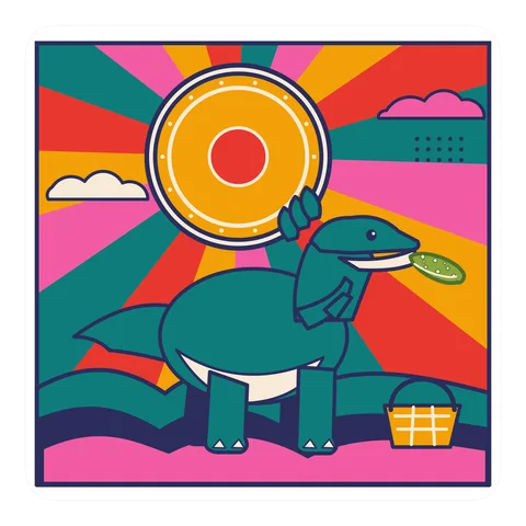 Utahraptor — Eating a pickle dinosaur sticker