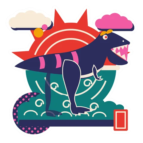 Allosaurus — Split sun dinosaur sticker