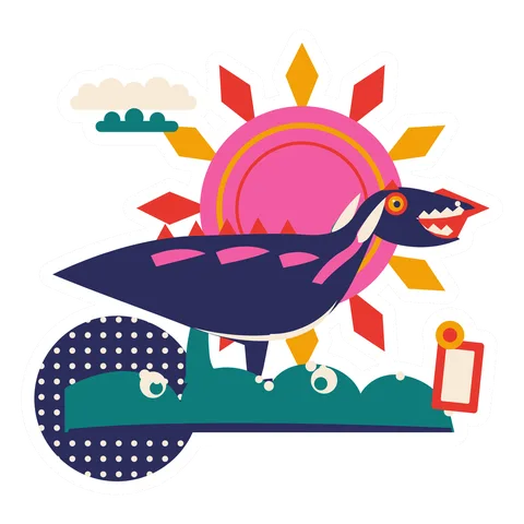Baryonyx — Diamond ray sun dinosaur sticker