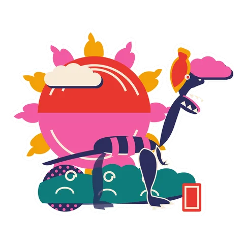 Lambeosaurus — Flame ring sun dinosaur sticker