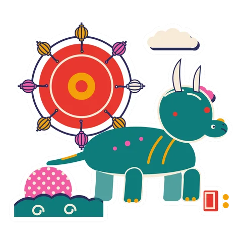 Nasutoceratops — Lantern string sun dinosaur sticker