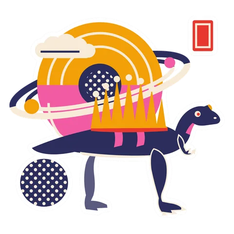 Ouranosaurus — Orbital ring sun dinosaur sticker